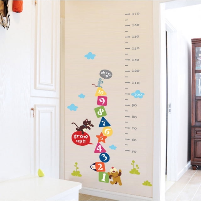 Vinil Decorativo Infantil Regla Medición Números Gato Yperro Dara Baby Largo 153 cm Ancho 0.2 cm Alto 75 cm