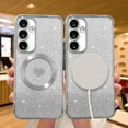 thumbnail image 3 of for Samsung Galaxy S24 Plus Case Magnetic,Soft Cute Luxury Gradient Heart Plating Bling Glitter Clear Phone Case Compatible with MagSafe Shockproof Protective Cover for Women Girl 6.7”-Silver, 3 of 12