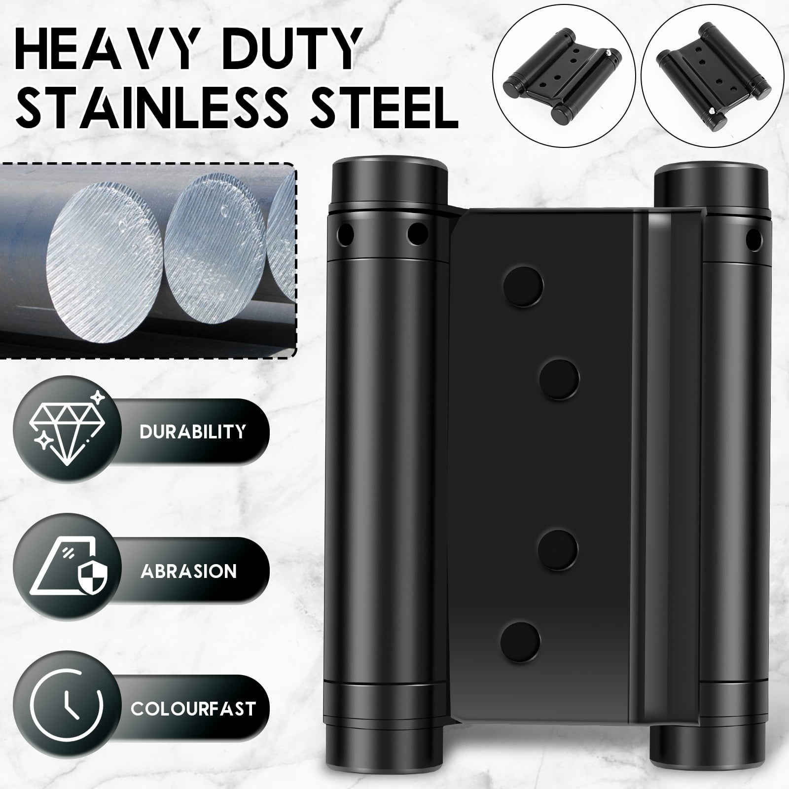 4Pcs Double Action Spring Hinges Heavy Duty Stainless Steel Swinging Door Hinge Self Closing Saloon Door Hinges Adjustable Cafe Door Hinge Spring Door Hinges for Cafe Saloon Door