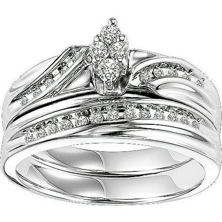 1/4 Carat T.W. Diamond Bridal Set in Sterling Silver