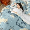 thumbnail image 4 of Castle Fairy Anchor Wheel Compass 7 Pieces Bedding Comforter Set,Nautical Theme Full Bedding Set Lightweight,Seashell Starfish Fitted Sheet Flat Sheet,Ultra Soft Ocean Home Decor,Reversible, 4 of 8