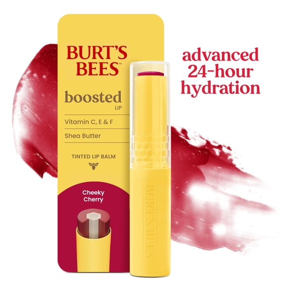 Burt's Bees Tinted Boosted Lip Balm with Shea Butter, Cheeky Cherry, 0.16 oz.