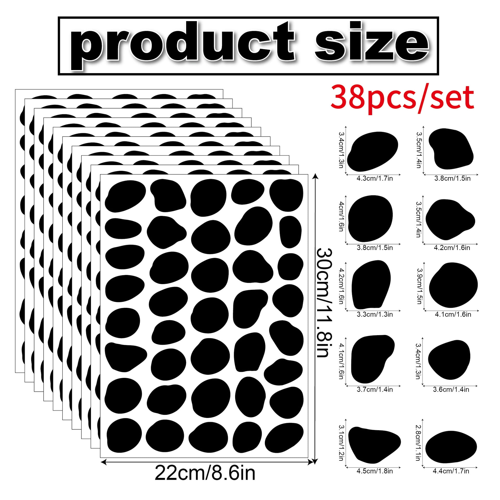 Zhuge 10 Sheets Wall Decals - For Kitchen Bedroom Living Room Laundry Bathroom Decor Removable Peel and Stick Indoor Wall Decor，Irregular dots
