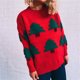 thumbnail image 4 of Otoño Invierno Mujer Navidad Impresión Empalme Cuello redondo Manga larga Línea Suéter Tops Blusa Fridja hjk1122, 4 of 7