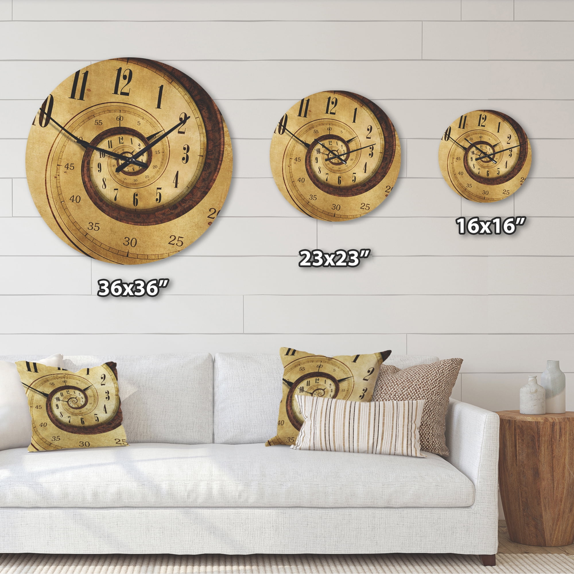 Designart 'Traditional Time Spiral' Modern Wood Wall Clock