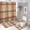 style-464, variant on 4 Piece Bathroom Shower Curtain Sets Bath Mat U-Shaped Floor Mat Toilet Lid Oval Rug Brown And Beige Checkered Pattern Waterproof Shower Curtain Buffalo Plaid for Bathtub Decor