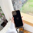 thumbnail image 1 of Lindo electrochapado amor corazón collar cordón caso para iPhone 11 12 14 13 Pro Max XS XR X 7 8 Plus Mini SE 3 cordón correa cubierta Deng Xun unisex, 1 of 2