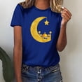 thumbnail image 2 of Penkiiy Muslim Ramadan T-Shirt for Women Women's Summer Moon Graphic Shirts Cute Boho Short Sleeve Round Neck Tee Girls Casual Loose Blouses 2XL Blue, 2 of 6