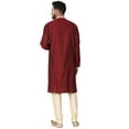 thumbnail image 2 of SKAVIJ Kurta Pajama Set for Men Jacquard Silk Wedding Dress Red L, 2 of 6