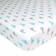American Baby Company Jersey Animal Aqua Cotton Fitted Bed Sheet Set, Playard – Machine Washable