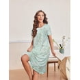 thumbnail image 2 of Ekouaer Nightgowns for Women with Pockets Button Front Short Sleeve House Dresses Floral Print Mumu Dress, 2 of 6