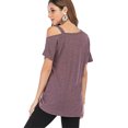 thumbnail image 4 of FALEXO Short Sleeve Cold Shoulder Tops Blouse Kink Tshirt Top, 4 of 6