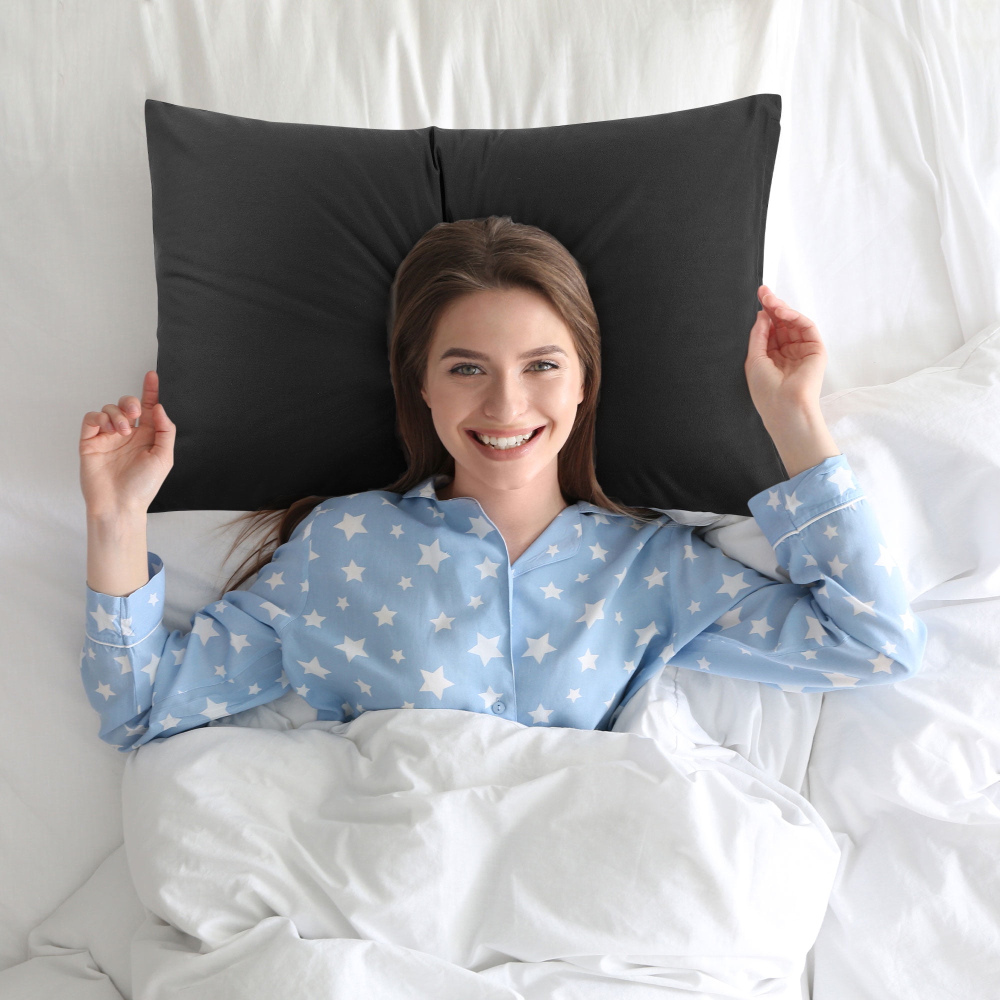 Unique Bargains 2-Piece Soft Microfiber Pillowcases, Standard, Black