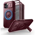 thumbnail image 1 of Pour iPhone 16 Pro Max Étui Magnétique avec Cache Coulissant pour Caméra & Support Réglable & Protecteur d'Écran Intégré, Étui Pare-Chocs Robustes - Noir Nuit, Rouge Vin, 1 of 5