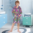 thumbnail image 5 of FORMRS Kids Bathrobe Unisex Hooded Robe Toddler Pajamas Sleepwear, Size 10-12T, Colorful Plaid, 5 of 7