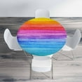thumbnail image 4 of Striped Round Table Cloth Watercolor Rainbow Colored Horizontal Lines Elastic Edged Table Cover Fade And Stain Resistant Table Cloths Easy To Clean Fits Tables 40-44" Diameter, 4 of 6