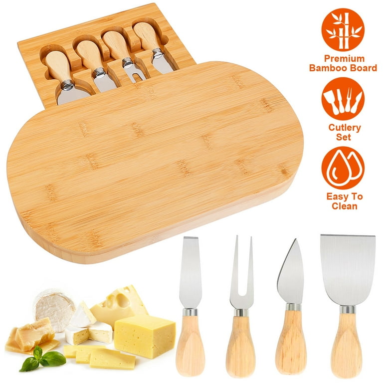 Easoger Charcuterie Boards, Large Bamboo Cheese Board,  Appetizer & Cheese Platter with 2 Drawers, Serving Knife, 2 Ceramic Bowl -  Unique Thanksgiving Gift, Housewarming Gift, Wedding Gift, Bridal Gift:  Cheese Servers