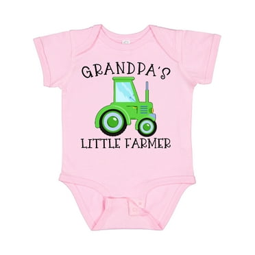 Inktastic Grandpa's Little Farmer- Green Tractor Boys or Girls Baby Bodysuit