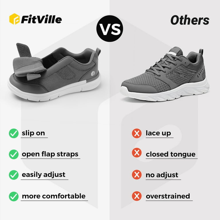 NWOT Fitville Marca slip on comfort diabetic shoes adjustable gray 10EW FitVille Diabetic Shoes for Men Extra Wide Slip-on Shoes for  main image 4