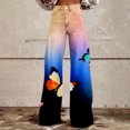 thumbnail image 2 of kaondbfi Women's Print Jeans Mid Waisted Wide Leg Baggy Flare Pants with Pockets Summer Jeans for Women, 2 of 9