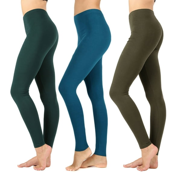 Women Premium Cotton High Waist Full Length Leggings (Single & Multi-Packs Available)