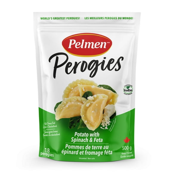Pelmen Potato with Spinach & Feta Perogies, 500g Bag, WORLD'S GREATEST PEROGIES!