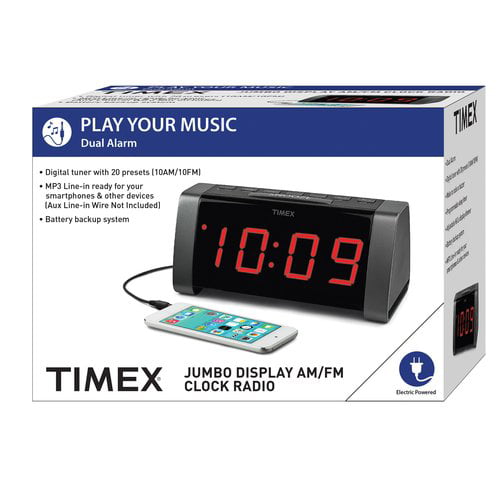 Maxi Time Alarm Clock Radio 0950515 Analog White with White Dial Luminous Hands