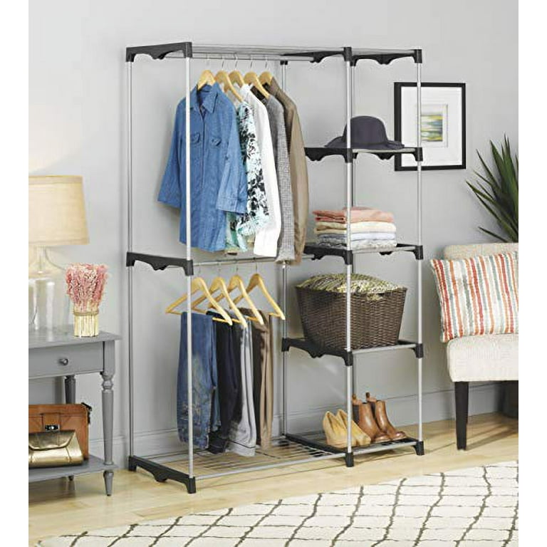 Whitmor portable wardrobe clothes storage sale organizer closet with hanging rack