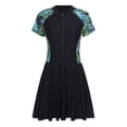 thumbnail image 1 of iiniim Maillot de Bain une Pièce pour Femme Grande Taille, Manches Courtes, Maillot Dermoprotecteur, Robe de Natation, Maillot de Plage Modeste, Noir Vert 5TG, 1 of 7