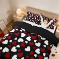thumbnail image 4 of Erosebridal Scattered Heart Valentine Confetti Duvet Cover Queen for Girls, Black White Red Love Queen Bedding, Black Reversible 3-Piece 1 Duvet Cover and 2 Pillowcases, 4 of 7