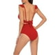 thumbnail image 4 of Bikini de Corte Alto de Mujer Bikinis sin Espalda Ajustables de Color Sólido, Traje de Baño Sexy Frenum Flounce con Almohadilla de Pecho, 4 of 5