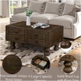 thumbnail image 6 of JERFIT 3-Piece Espresso Coffee Table Set with Drawers, Solid Pine Wood Farmhouse Rectangular Center Table & 2 End Tables, Antique Distressed Finish for Living Room, 6 of 10