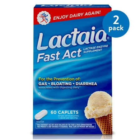 (2 Pack) Lactaid Fast Act Lactose Intolerance Relief Pills, 60 single-dose (Best Milk For Lactose Intolerant Adults)
