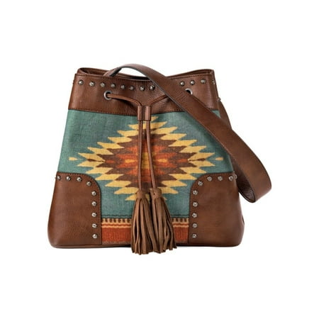 - Western Handbag Womens Bucket Zapotec Brown Turq N7531702