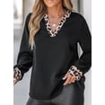thumbnail image 4 of Cupshe Women's Leopard Print Trim V-Neck Top, 4 of 5