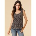 thumbnail image 3 of INSPIRE CHIC Blusa floral sin mangas de gasa con correa de decoración de pajarita sin mangas para mujer Negro S, 3 of 6