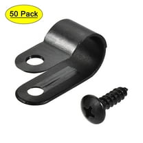 10.4mm Nylon R Type Cable Clip Wire Clamp with Screws Black 50 Pieces