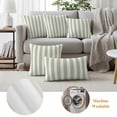 thumbnail image 3 of Sage Green Striped Outdoor Pillow Covers,Waterproof Decorative Throw Pillowcases Set of 2,Modern Farmhouse Sage Green White Stripes Couch Cushion Cases with Zipper for Outside Patio Sofa 18"x18", 3 of 9