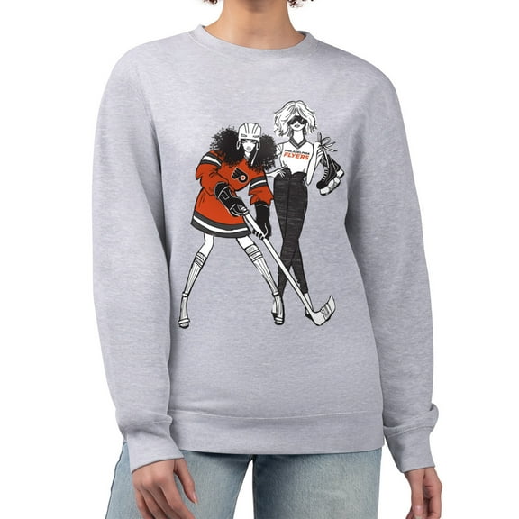 Women's G-III 4Her by Carl Banks  Heather Gray Philadelphia Flyers Hockey Girls Team Graphic Fleece Pullover Sweatshirt