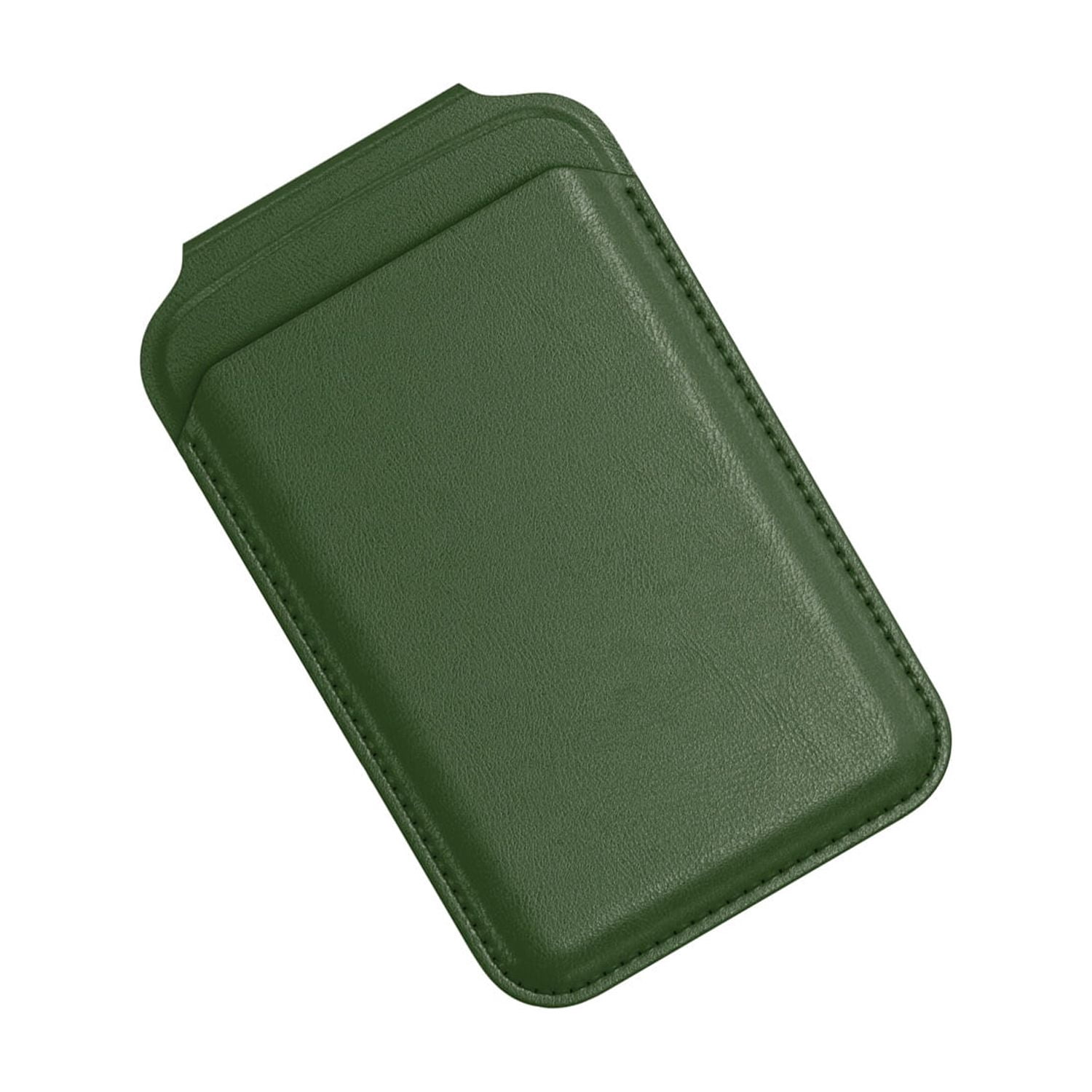 Magnetic Leather Card Pocket Holder with Adjustable Stand - Green