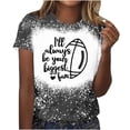 thumbnail image 1 of Camisas de Mujer Casual Impreso Cuello Redondo Manga Corta Superior, Blusa de Moda para Uso Diario Y de Fiesta, 1 of 4