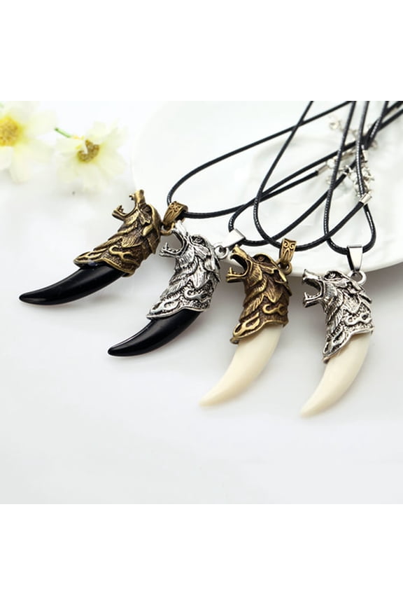 Necklace Carved Antique Style Alloy Faux Leather Rope Necklace for Club