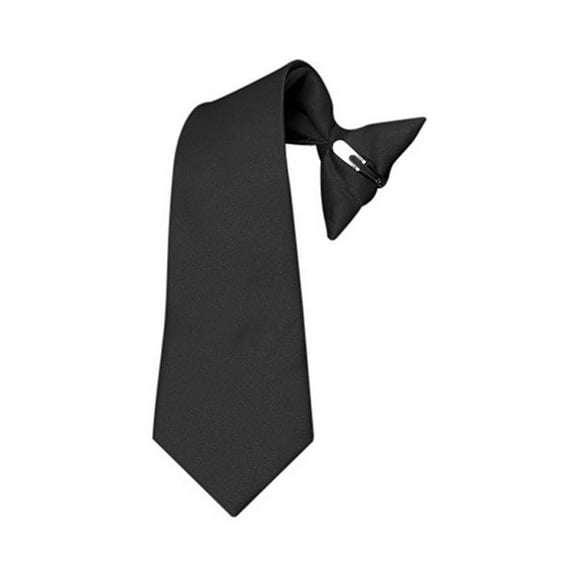 Umo Lorenzo Boy's Necktie, Black Solid Print