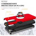thumbnail image 6 of Case for iPhone13 6.1, Smooth Dual Layer Hard Military Phone Case with 360 Degree Ring Stand Silicone Bumper Shockproof Protective Case (Camera Protection) Magnetic Car Holder Cover-Red, 6 of 8
