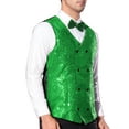 thumbnail image 4 of INSPIRE CHIC Men's Vest V-Neck Slim Fit Double-Breasted Party Disco Prom Nightclub Sequin Vest L Green, 4 of 4