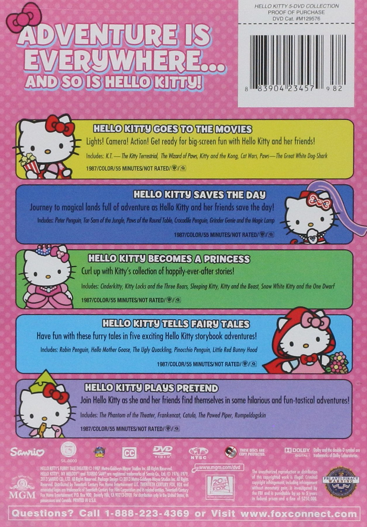 Hello Kitty 5 Collection Dvd 5 Disc Fs 1 33 Dvd Walmart Com Walmart Com