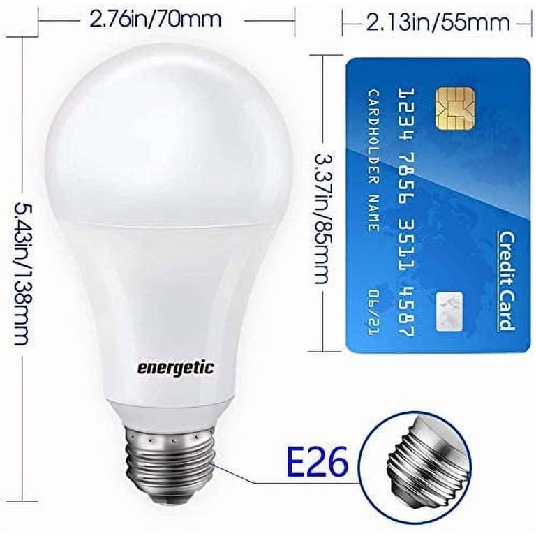 Energetic Dimmable A21 LED Bulb – 150W Equivalent, Super Bright 2300LM, Soft White 2700K, E26 Base, Damp Rated, UL Listed, 2-Pack