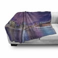 thumbnail image 3 of Modern Soft Flannel Fleece Blanket, New York City Skyline at Night with Skyscrapers Manhattan USA American Panorama, Cozy Plush for Indoor and Outdoor Use, 70" x 90", Violet Purple, by Ambesonne, 3 of 6