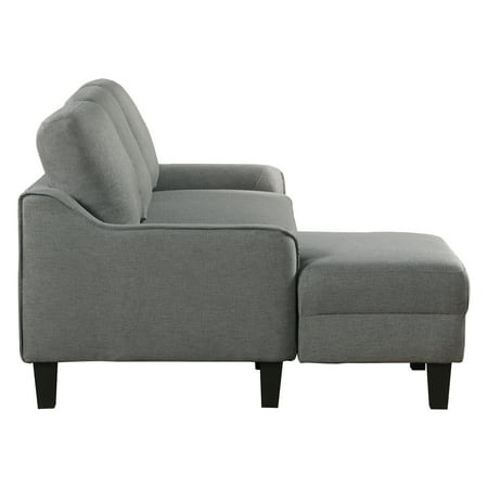 OSP Home Furnishings - Lester Sofa with Chaise and Twin Sleeper in fabric with Black legs - Grey