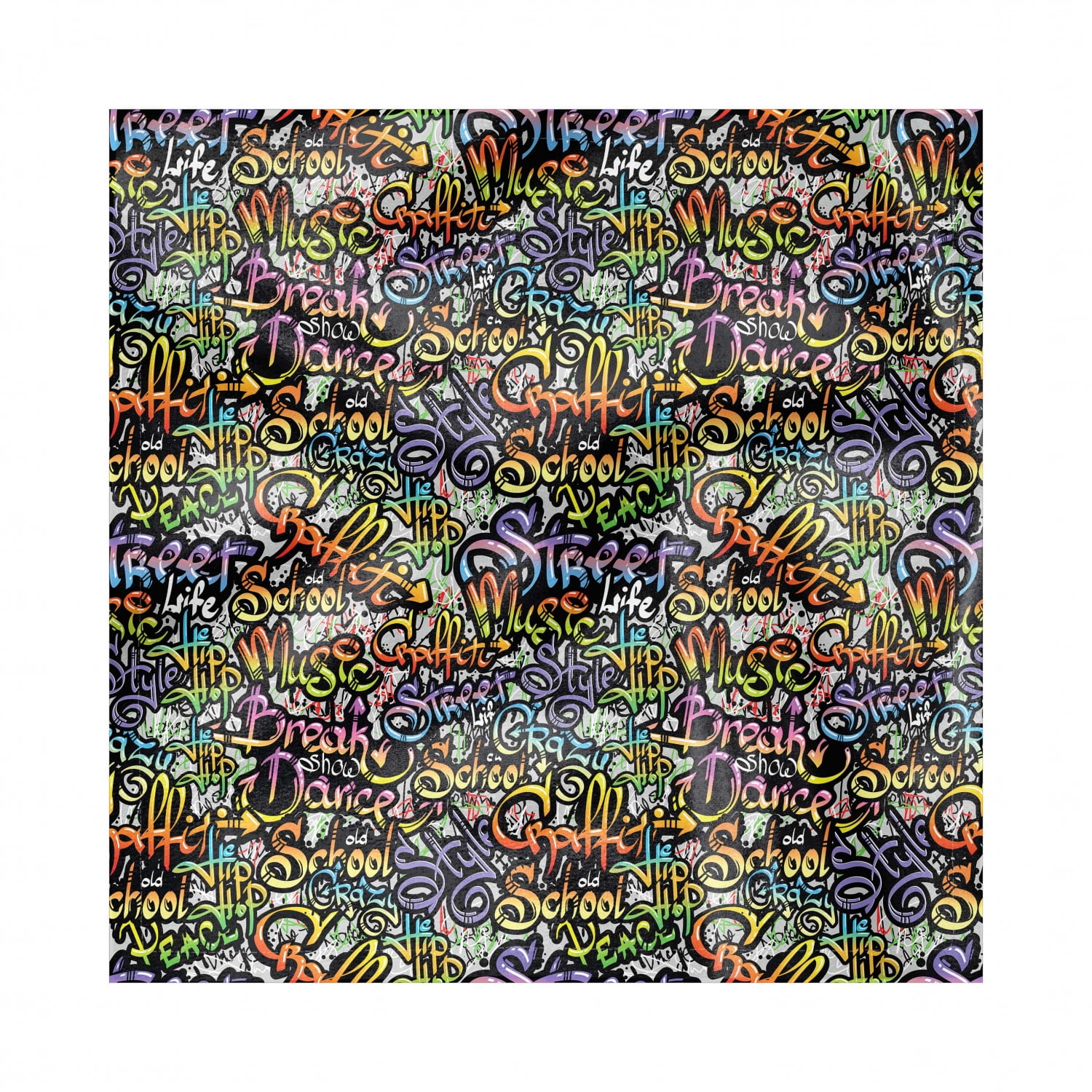 Hip Hop Decorative Napkins Set of 4, Grafitti Spray Paint Style